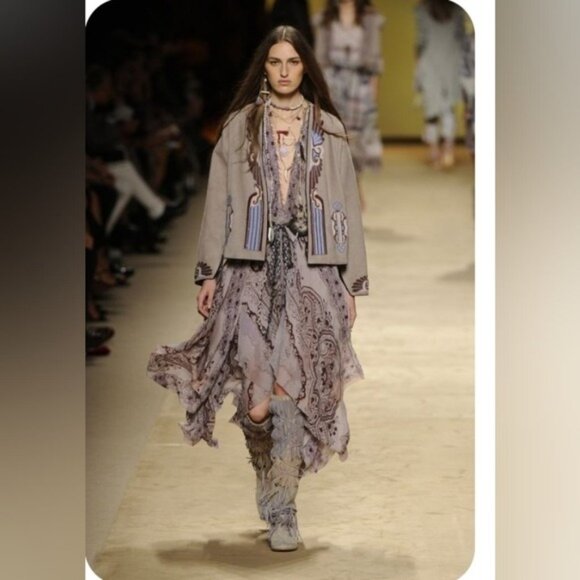 Leather Suede Jacket Cottagecore Romantic Floral Snap Down Vintage - Picture 16 of 16